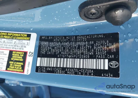 2023 Toyota Camry Se z USA, uszkodzony, nr VIN 4T1G11AK4PU155909